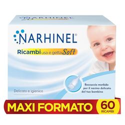 Narhinel MAXI ROZMIAR 60 miękkich części do ssania nosa dla niemowląt i dzieci z chłonnym filtrem higienicznym do zatrzymywania śluzu, opakowanie 60 jednorazowych części