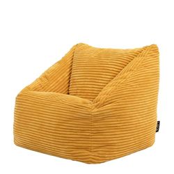 Icon Natalia Pouf Enfant, Velours Côtelé, pour Poire avec Remplissage, Chaise Enfant, Fauteuil Chambre, Meuble Chambre, Meuble Salon, Jaune
