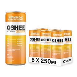 Oshee Vitamin Energy Formula 250ml Vitamin D+K (Pack of 6) - Vitamin C, K, D - Calcium - Multipack