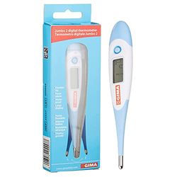 Gima - Termómetro Digital Flexi Jumbo 2, con memoria de última temperatura, punta flexible, impermeable, alarma de fiebre, uso oral, rectal y axilar, 25557