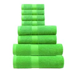 BY LORA Cotton Bath Oversized Towel Set, Lime, Set of 8