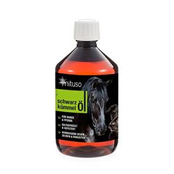 mituso olio di cumino nero 500ml per cani e cavalli, pressato a freddo e puro al 100%, 1 confezione (1x 500ml) per la cura naturale del mantello