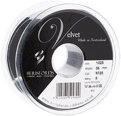 Berisfords - Fita de veludo, preto, 5 m, 36 mm de largura