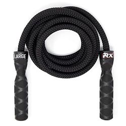 Rx Smart Gear Drag Jump Rope w/antislip ergonomische handgrepen - gewogen polypropyleen touw voor fitness en oefening, cardiotraining | Speed Jumping Rope voor mannen en vrouwen WOD (zwart, klein)