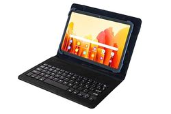 SILVER HT Universele beschermhoes met toetsenbord voor tablets van 22,9 tot 27,9 cm (9 tot 11 inch), met USB/C-kabel, zwart