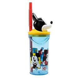 Disney Mickey Mouse 3D-plastic beker voor kinderen, 360 ml BPA-vrij, met 3D-muiskop en geïntegreerd rietje, herbruikbaar en gemakkelijk te wassen