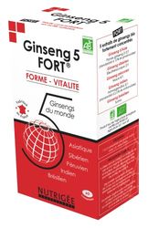 NUTRIGÉE - Ginseng 5 Fort - Forme & Vitalité - Réduit La Fatigue, Renforce Les Défenses Naturelles, Combat Les Différents Stress - 1 à 2 Prises/Jour - 60 Comprimés - 30/60 Jours - Fabriqué en France