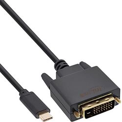 InLine 64131 USB-displaykabel, USB type-C stekker naar DVI stekker (DP Alt Mode), zwart, 1 m