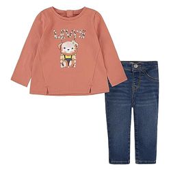Levi's Kids Lvg notch tee and jean set Baby Girls TERRA COTTA 3 months