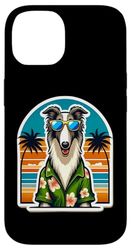 Borzoi Dueño de perro Summer Vibes Vacaciones Vacaciones Vintage Beach Carcasa para iPhone 14