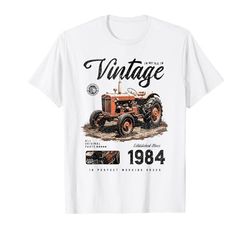 Birthday Farmer Vintage Tractor Born nel 1984 Maglietta