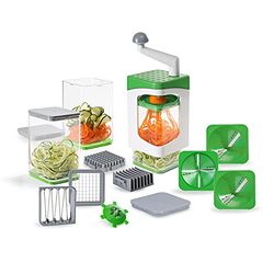Genius Nicer Dicer Julietti - Cortador en espiral (17 piezas, incluye cortador de dados y espirales, incluye 7 piezas de corte y 3 recipientes de 1200 ml)