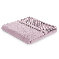 AmeliaHome Douchehanddoek 100% katoen 70x140 cm rand badhanddoek Pink Volie