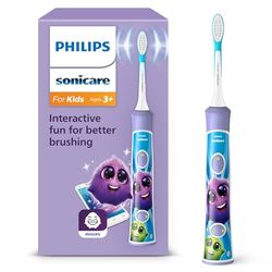 Philips Sonicare For Kids, brosse à dents électrique sonique avec appli, pour enfants de 3 ans et plus, avec KidTimer et KidPacer pour un brossage minutieux, violet, modèle HX6322/12