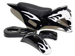 FMD09 Black/White Mini Dirt Bike Fairing Kit 5 Part Set with Seat