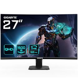 Gigabyte GS27QC 27" QHD Curved Gaming Monitor - 2560 x 1440, 165Hz, 1ms, 250 cd/m², FreeSync Premium, HDR Ready, HDMI 2.0, Displayport 1.4
