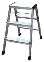 Krause 130068 Escabeau pliable 2 x 3 marches en aluminium avec système d'arrêt automatique