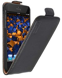 Mumbi - Etui à rabat protecteur en cuir véritable pour iPhone 5 et 5S - Noir