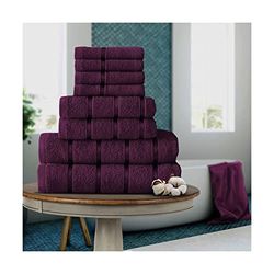FAIRWAYUK Set da 8 asciugamani per bagno, set regalo ultra morbido di alta qualità, assorbente dell'acqua, 100% cotone egiziano, 4 x viso, 2 x 2 x asciugamani da bagno, viola