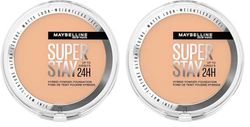Maybelline Powder Foundation, Long-lasting 24H Wear, Medium to Full Coverage, Transfer, Water & Sweat Resistant, SuperStay 24H Hybrid Powder Foundation, 21 (Pack of 2)