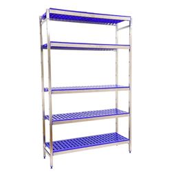 Simon Rack Estanterías Acero Inoxidable, 2000x860x400 mm, 180 kg de Punto Flexión, 5 Estantes, Estantería Industrial, Estantería Cocina Profesional, A.Inoxidable/Azul - Simoninox