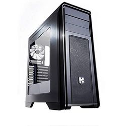 Semi-Tour ATX Noir avec fenêtre, Design Moderne, Ventilation Efficace, idéal pour Le Jeu et Le Montage de PC personnalisé.