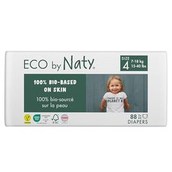ECO by Naty Couches Ecologiques pour Bébé - Couches écologiques à base de plantes, parfaites pour la peau sensible de bébé et qui empêchent les fuites (Taille 4 - 88 couches)
