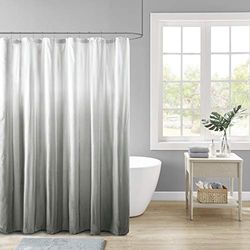 Madison Park Ara Bathroom Shower Seersucker Ombre Design Modern Privacy Bath Fabric Curtains, 72"x72", Grey