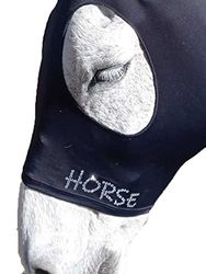Maschera PERSONALIZZABILE per Cavallo o Pony Mod. Paddock in Tessuto di Lycra con Orecchie Taglia PONY Col. NERO