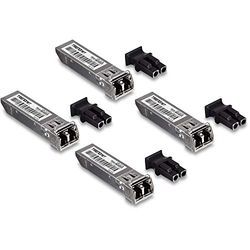 TRENDnet Modulo LC multimodale SFP, confezione da 4, TEG-MGBSX/4, trasmissione fino a 550 m (1804 Ft), Mini-GBIC, Hot Pluggable, IEEE 802.3z Gigabit Ethernet, supporta fino a 1,25 Gbps