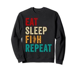 Eat Sleep Fish Repeat Funny Fishing Gifts Fisherman Retro Sudadera