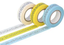 Classiky INNSPIRO Lot de 3 rubans adhésifs Masking Tape Washi Hoffmann und Mörike Couleurs assorties 15 mm x 15 m.