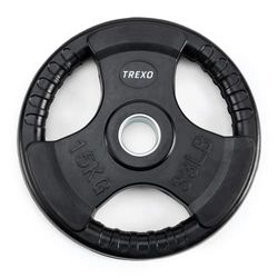 TREXO Discos Pesas de 15kg Discos Gym con Mangos Recubierto de Hierro Fundido para Barra de 36 mm de Diámetro para Fitness para Entrenamiento de Fuerza para Crossfit para Gym en Casa RW15