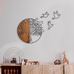 Elegant dekorativa väggtillbehör i trä, 60 x 56 cm | 100% trä (3 cm) och metall (1,5 mm) | Snygg valnöt och svart design, lätt väggmontering