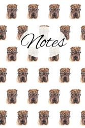 Funny Shar Pei Watercolour Lined Notebook - Journal - Notepad - Diary - Exercise Book - Shar Pei Gift - 120 Pages - 6" x 9"