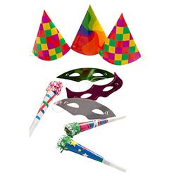 Carnival Toys 4640 - partyset, 3 x hoed, masker en troebel