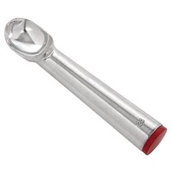 Vogue Ice Cream Scoop with Red Cap - 1.5 oz Scoop, Silver, 24 Portions per Litre, Colour Coded Cap on Scoop, Filled with Conductive Liquid for Quick Scooping, Aluminium Scoop, GJ542