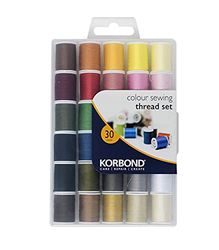 Korbond - Conjunto completo de fios, 1350 m, 30 x 45 m, cores – costura à mão e à máquina, reparação, artesanato, multicolor, 30 bobinas