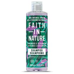 Faith in Nature Shampoo Naturale alla Lavanda & Geranio, Addolcente, Vegano e Non Testato su Animali, Senza SLS e Parabeni, Tutti i Tipi di Capelli, 400 ml