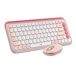 Logitech Pop Icon Combo, combinación de Teclado y ratón Bluetooth, Escritura cómoda, Teclas y Botones programables, clics discretos, Easy-Switch hasta 3 Dispositivos - Rosado - QWERTY