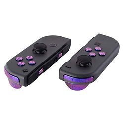 eXtremeRate Boutons de Remplacement Complet pour nintendo Switch Joycon et nintendo Switch OLED, Bouton ABXY Direction Home Plus Moins L R ZL ZR SR SL Trigger pour Joycon Manette,Caméléon Violet Bleu