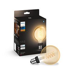 Philips Hue White Filament, Lampadina LED Smart a Filamento, Attacco E27, Luce Bianca Calda, Dimmerabile