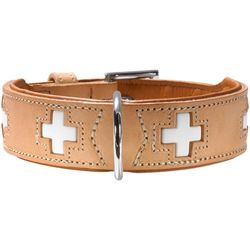 HUNTER Hundehalsband Swiss, Collier de chien en cuir, 55, Naturel/Beige