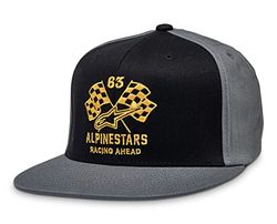 Alpinestars, Double Check Flatbill Hat, Casquette De Baseball, Noir/Charbon/Jaune, S/M, Homme