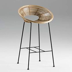 SILLA 66X58X83 MIMBRE NATURAL/METAL NEGRO