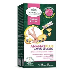 L'Angelica Integratore Ananas Plus Gambe Leggere, Drenante per Favorire la Circolazione, Integratore Anti Cellulite Drenante, Gusto Ananas, 12 Stick Liquidi Pronti da Bere