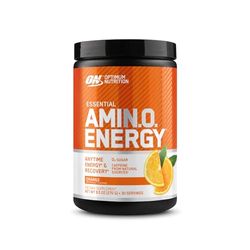 Optimum Nutrition Amino Energy Pre Workout en poudre, boisson énergisante avec acides aminés, BCAA, L-Glutamine et L-Leucine, complément vitamine C caféine, goût Orange, 30 portions, 270 g