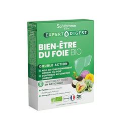 Santarome Bio - Bien-Être du Foie | Complément Alimentaire Digestion | Action Drainante & Anti-Oxydante - A base de plantes - Artichaut, Radis Noir | 30 gélules | Végan |Made In France