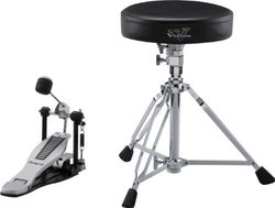 Paquete de accesorios esenciales Roland DAP-3X para Roland V-Drums — Incluye un par de baquetas de nogal, un pedal de bombo con el nuevo logotipo de Roland