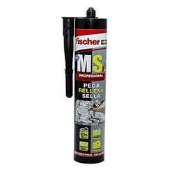 fischer | polimero silicone grigio MS professionale. Sigillante adesivo antimuffa per guarnizioni vasca, finestre, crepe. Colla forte (290 ml)